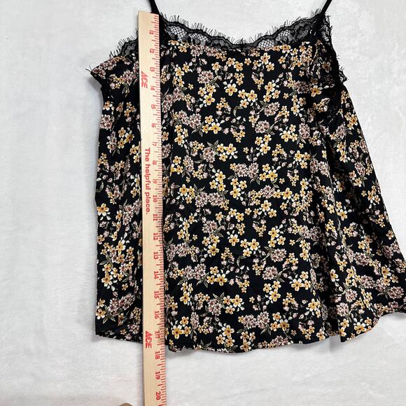 Wild Fable Small Lace Trim Moody Whimsy Goth Floral Black Camisole Top Witchy - Picture 7 of 8